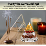 Shri Yantra Gomati Chakra Rudraksha Pyramid - Hexagonal Wealth Pyramid
