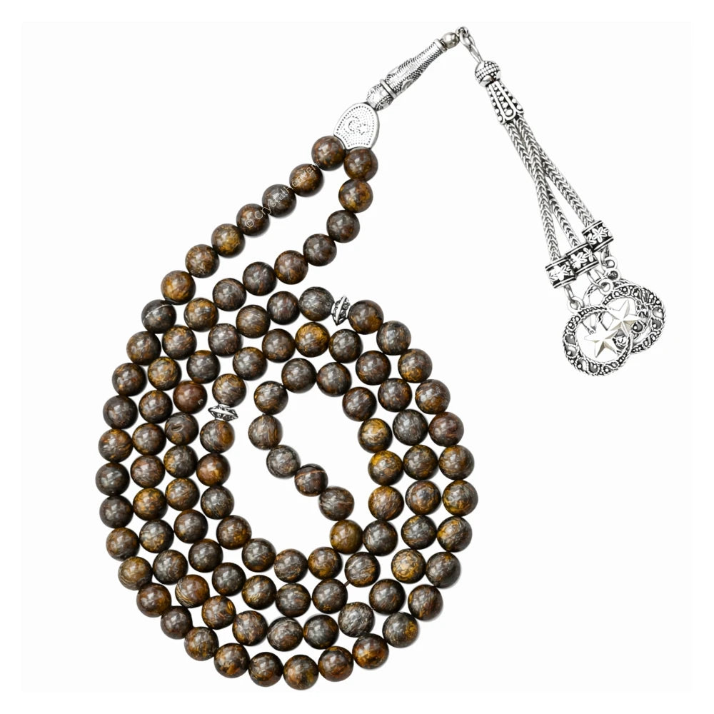 Bronzite Crystal Tasbih (Silver)