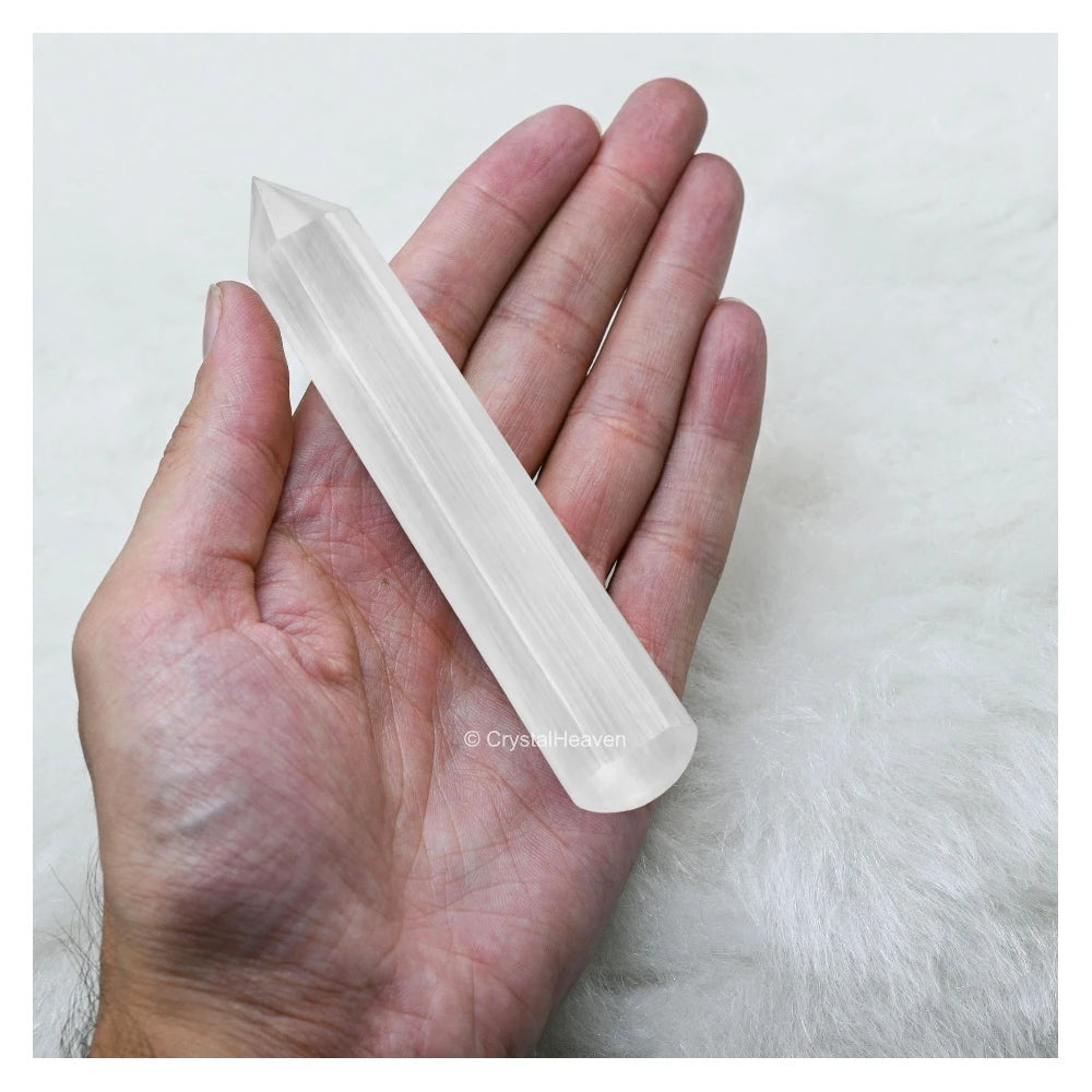Large Selenite Wand (Faceted)