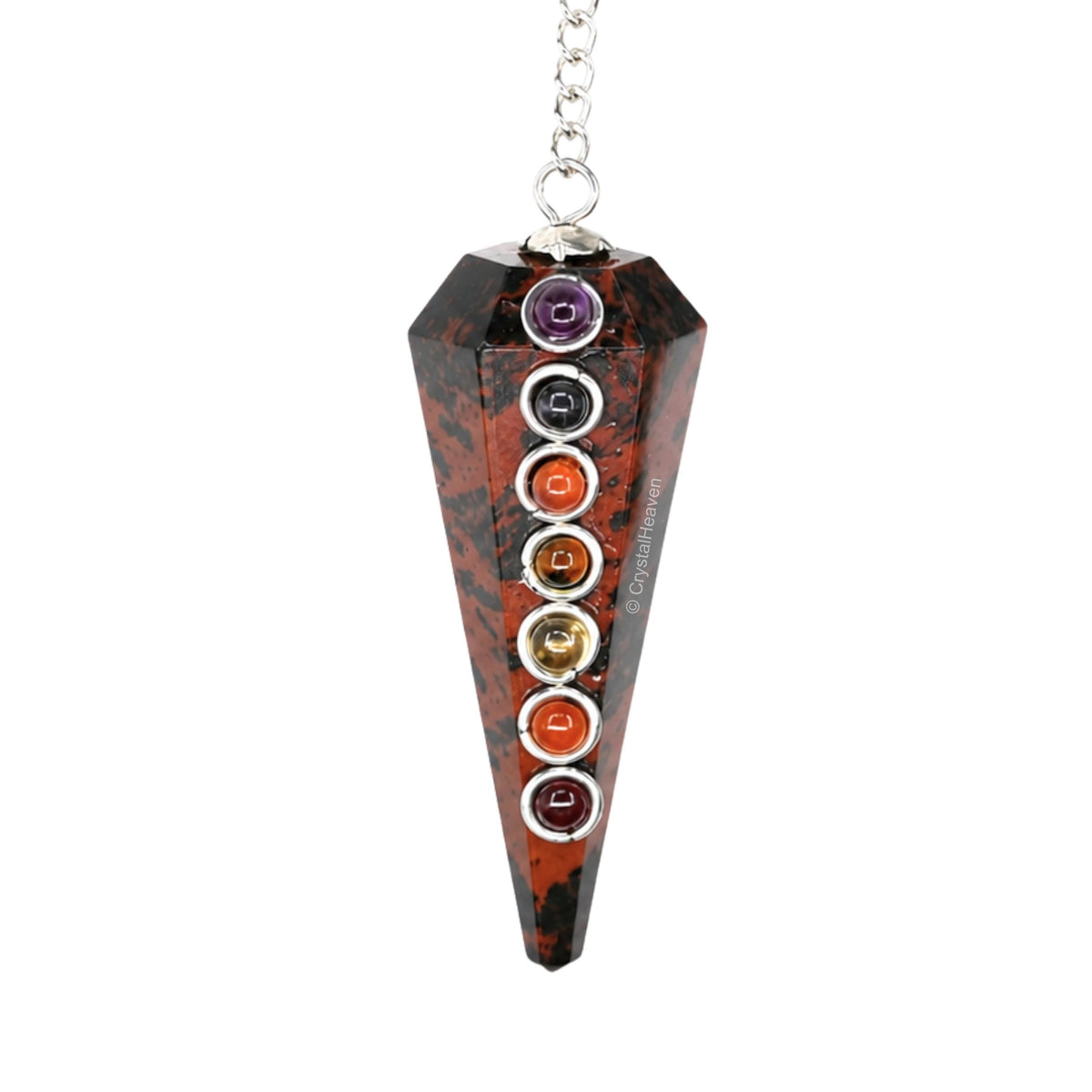 Mahogany Obsidian Pendulum with Chakra Beads