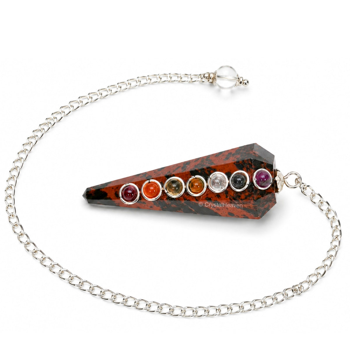 Mahogany Obsidian Pendulum with Chakra Beads