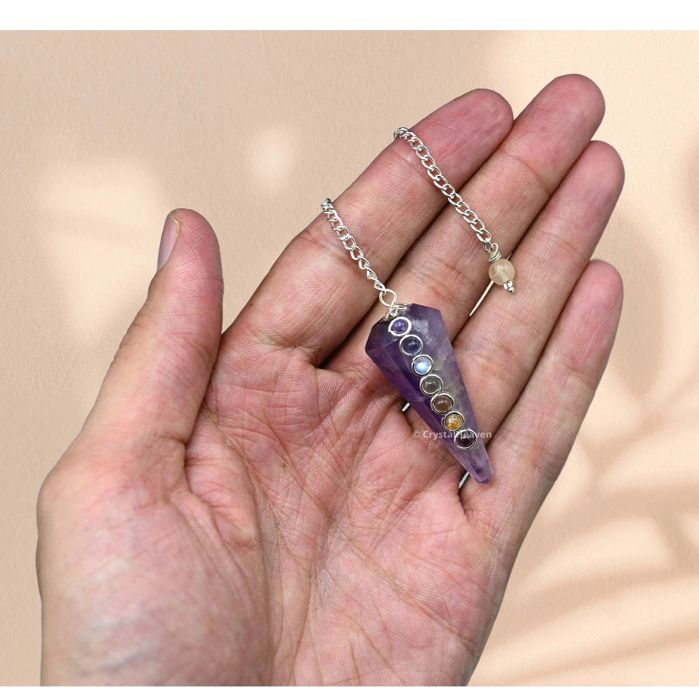 Amethyst Pendulum with Chakra Beads