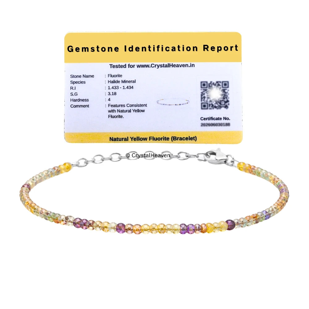 Yellow Fluorite Bracelets - 2mm Faceted Beads (Silver)