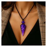 Amethyst Pendulum Pendant Necklace (Macrame)