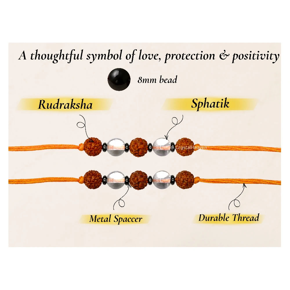 Rudraksha and Sphatik Rakhi for Brother (Set of 5)