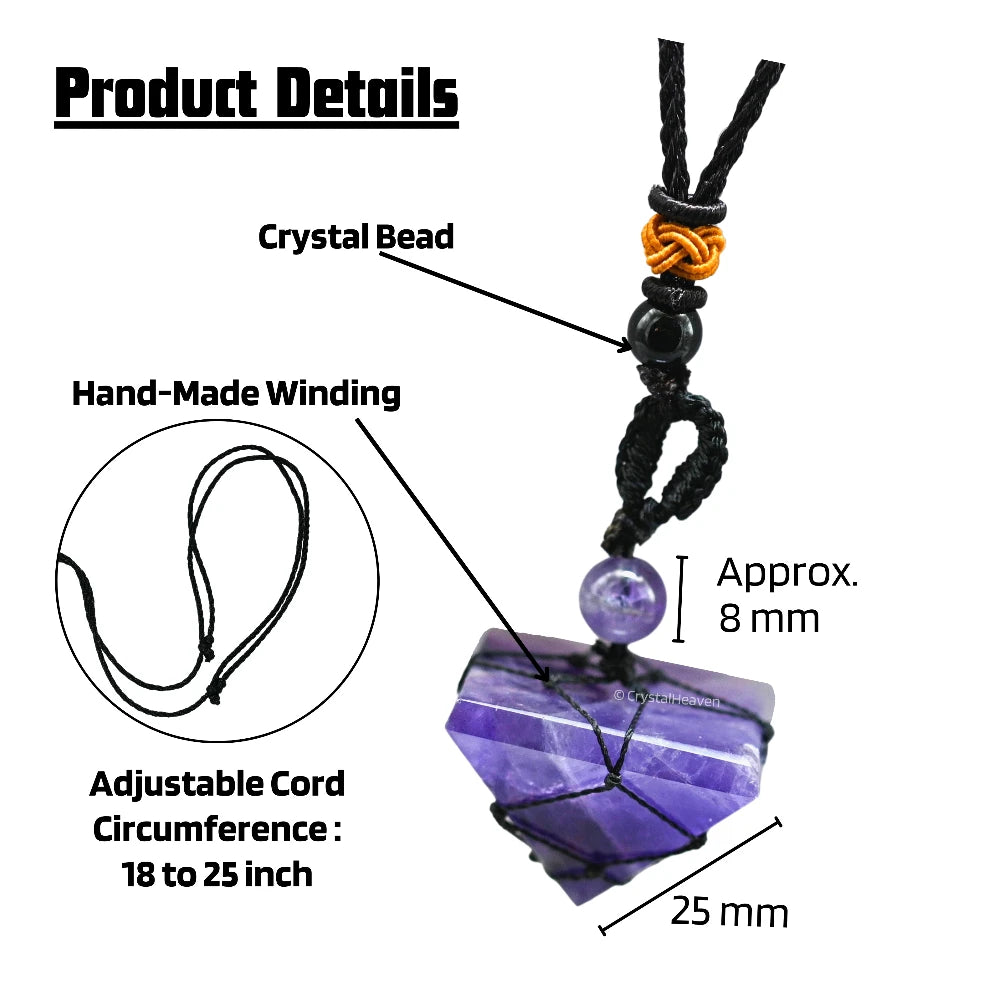 Amethyst Pyramid Macrame Pendant Necklace