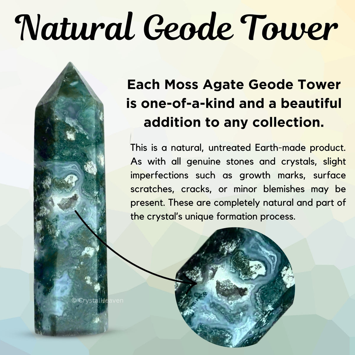 Moss Agate Crystal Tower (2" to 3" inch)  