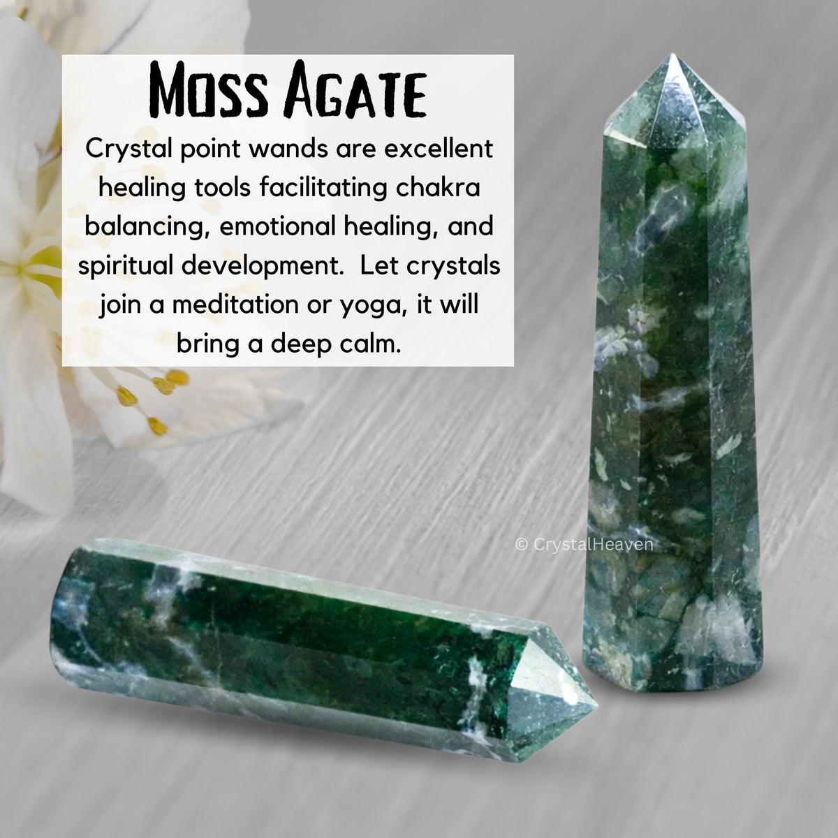 Moss Agate Crystal Tower (2" to 3" inch)  