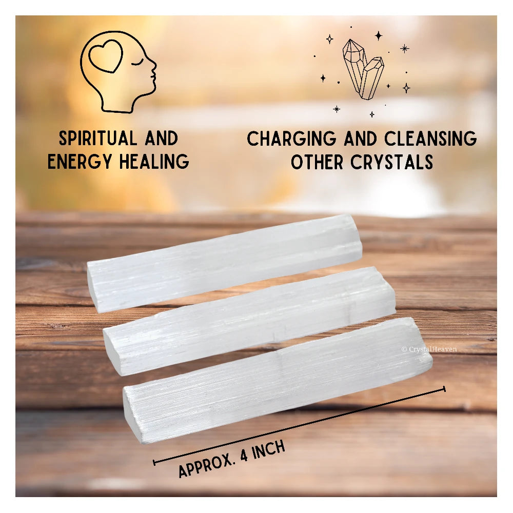 Selenite Wand Charging Plate Stick - 4" Inch (Pack of 3)