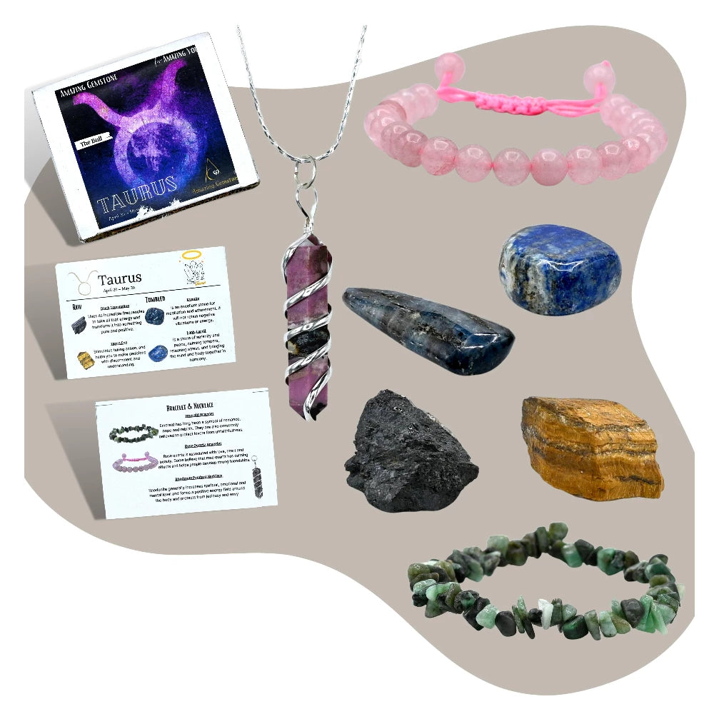 Taurus Healing Crystals and Stones Premium Set