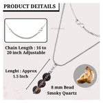 Smoky Quartz Crystal Bead Necklace (Silver)