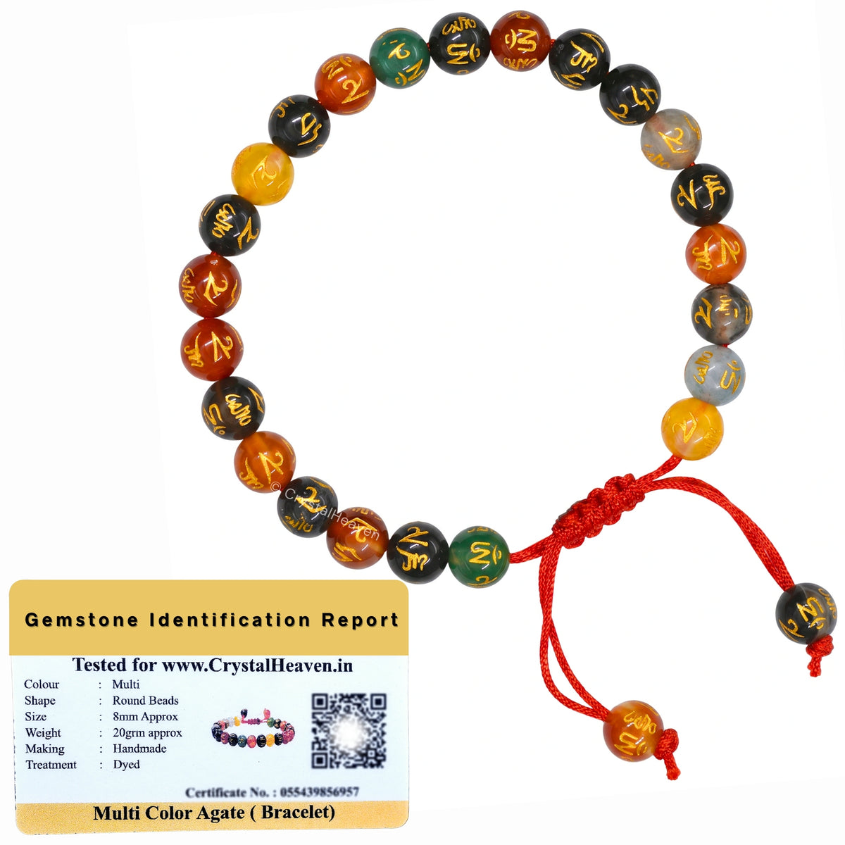 Multi Agate OM Mani Padme-Hum Bracelet (Adjustable)