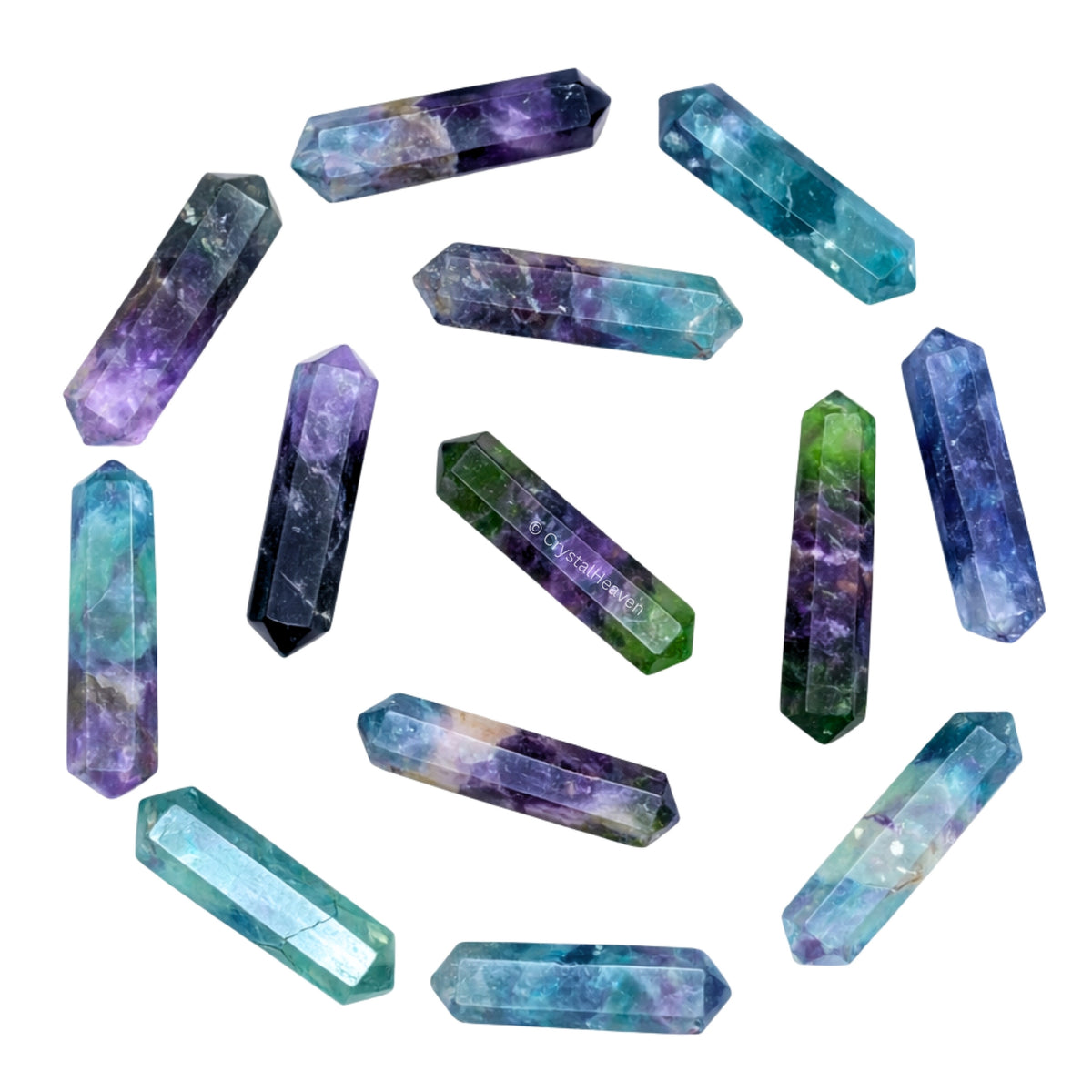 Multi Fluorite Pencil Points (Double Terminated) (Set of 50)
