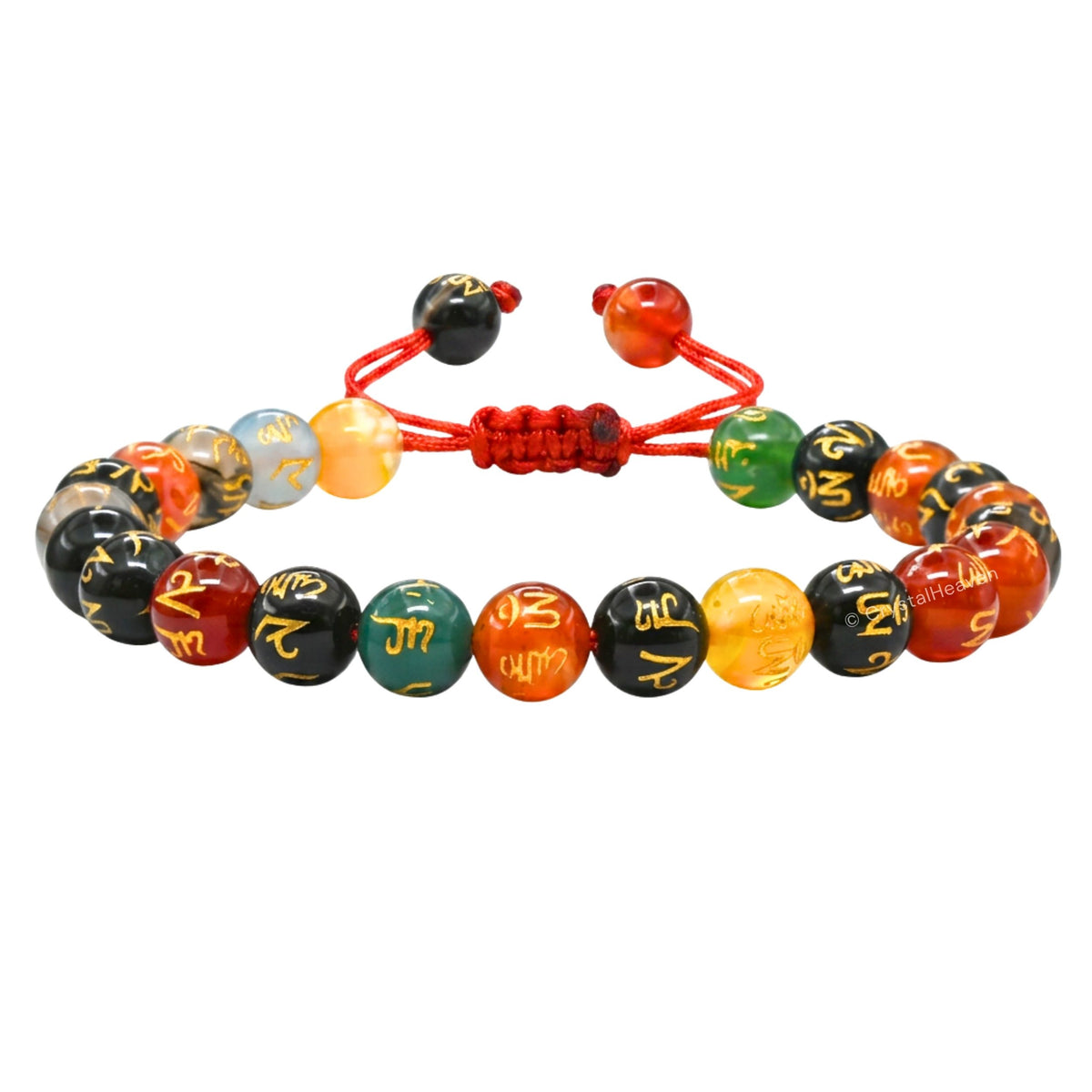 Multi Agate OM Mani Padme-Hum Bracelet (Adjustable)
