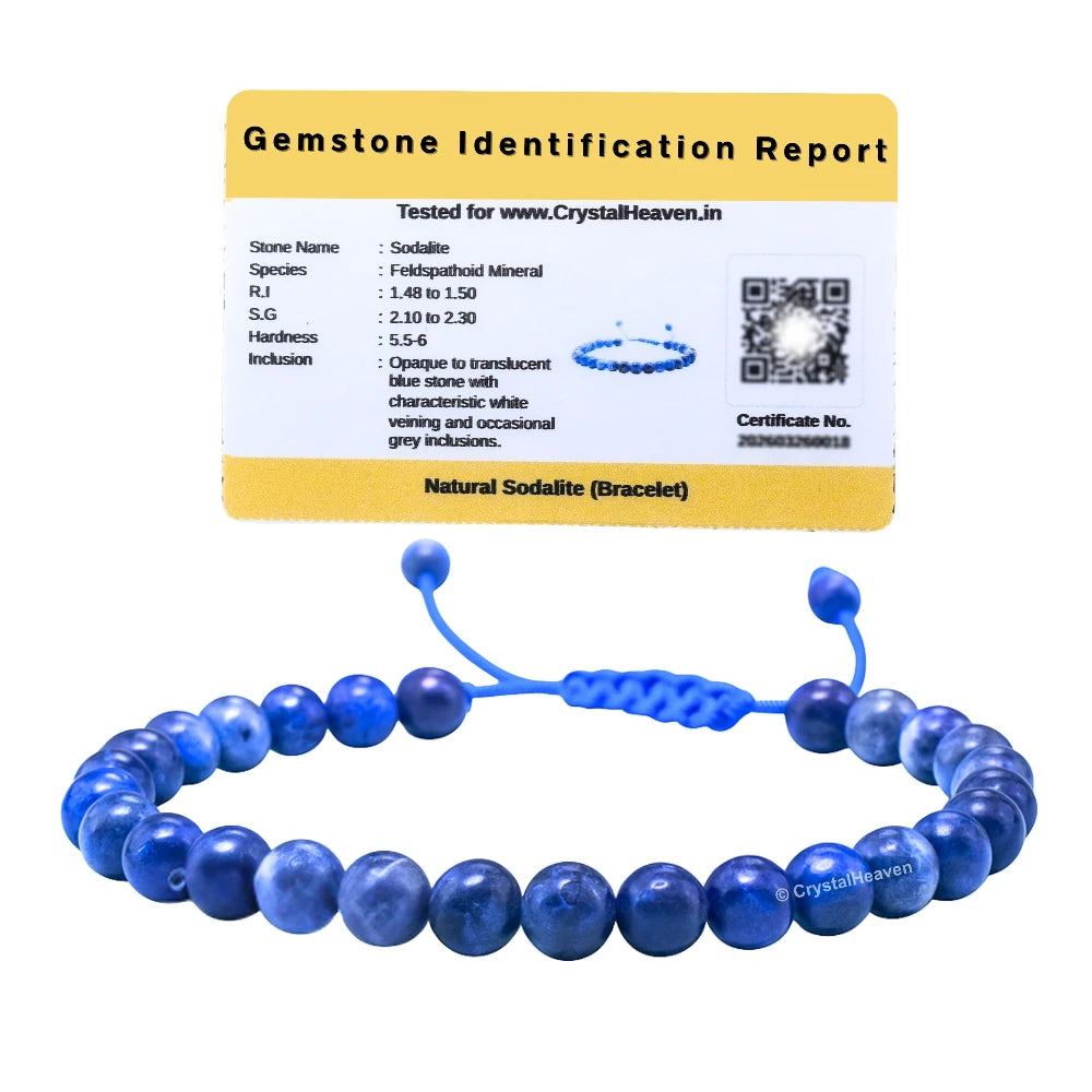 Sodalite Healing Crystal Bracelets - 6mm Beads (Adjustable)
