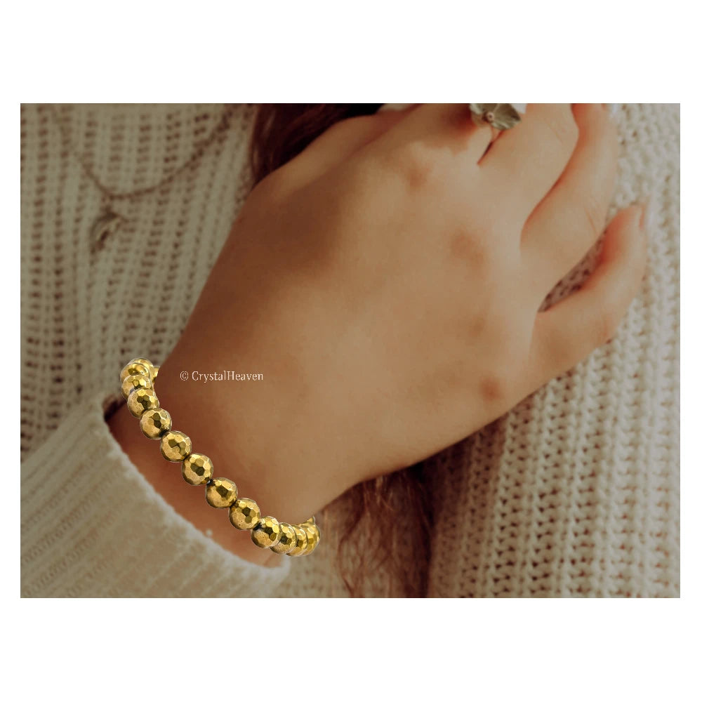 Golden Hematite Bracelet (Faceted-Stretchable)