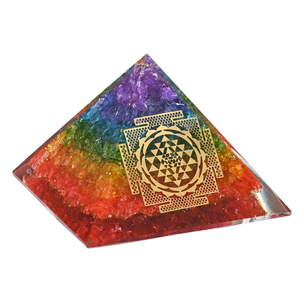 7 Chakra Onyx Orgone Pyramid (Shriyantra)