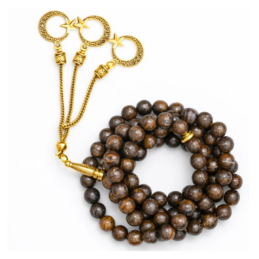 Bronzite Crystal Tasbih (Gold)