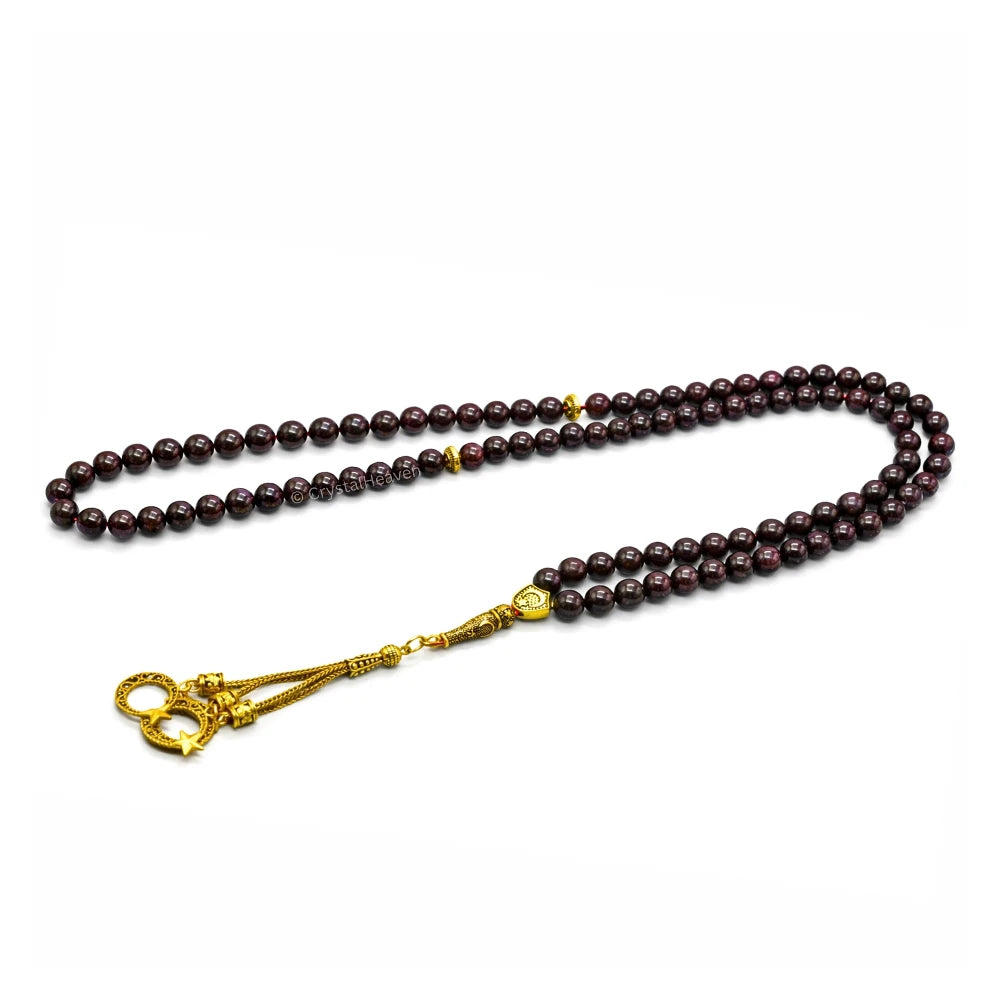 Garnet Crystal Tasbih (Gold)