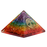 7 Chakra Onyx Orgone Pyramid (Small Tree Of Life)