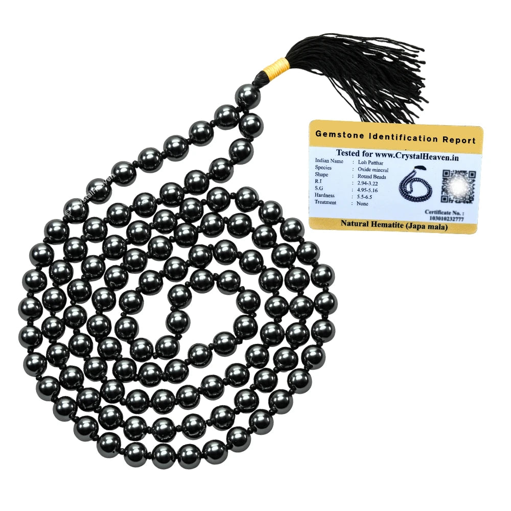 Hematite Japa Mala (Hand Knotted)