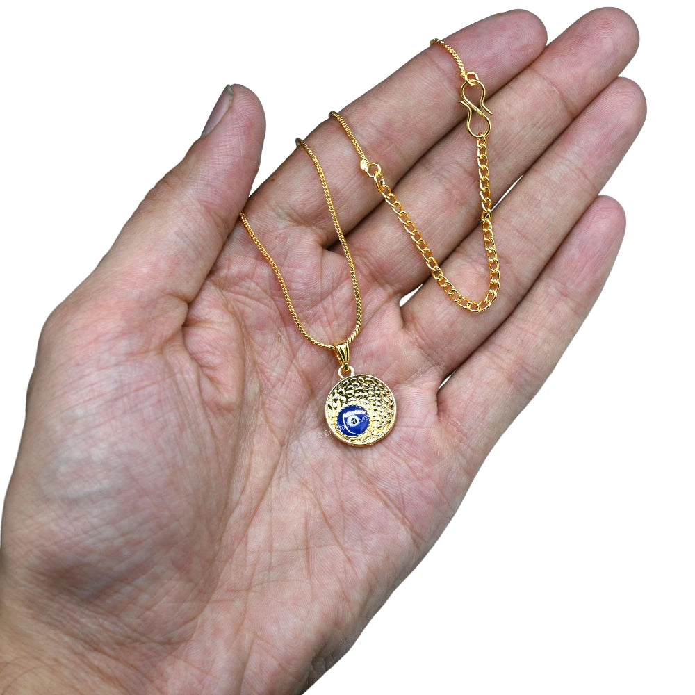 Blue Minimal Evil Eye Pendant Necklace