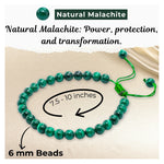 Malachite Healing Crystal Bracelets - 6mm Beads (Adjustable)
