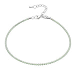 Prehnite Anklet - 2mm Faceted Beads (Silver)