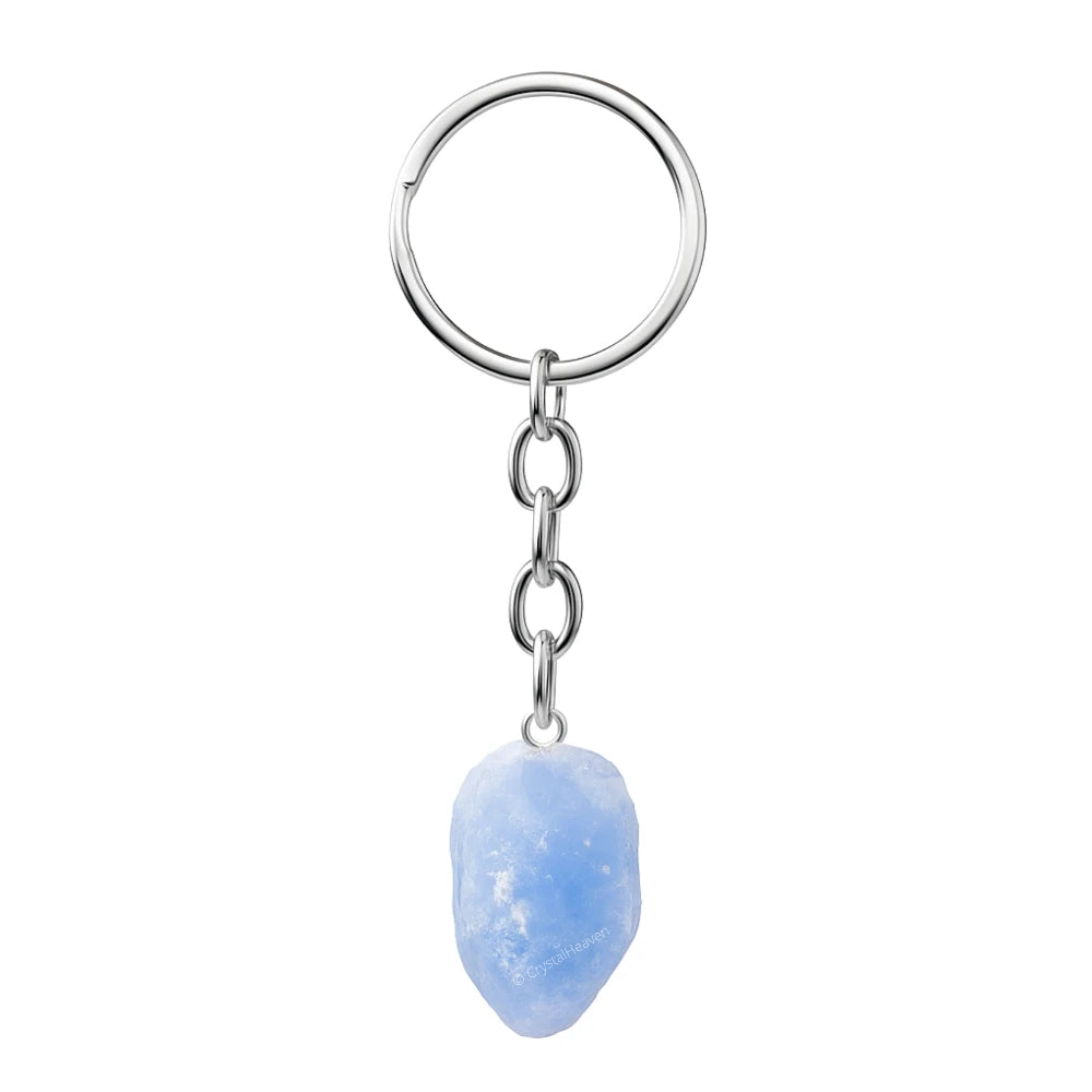 Blue Calcite Crystal Keychain (Raw)
