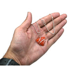 Carnelian Necklace - Raw Triangle Crystal (Silver)
