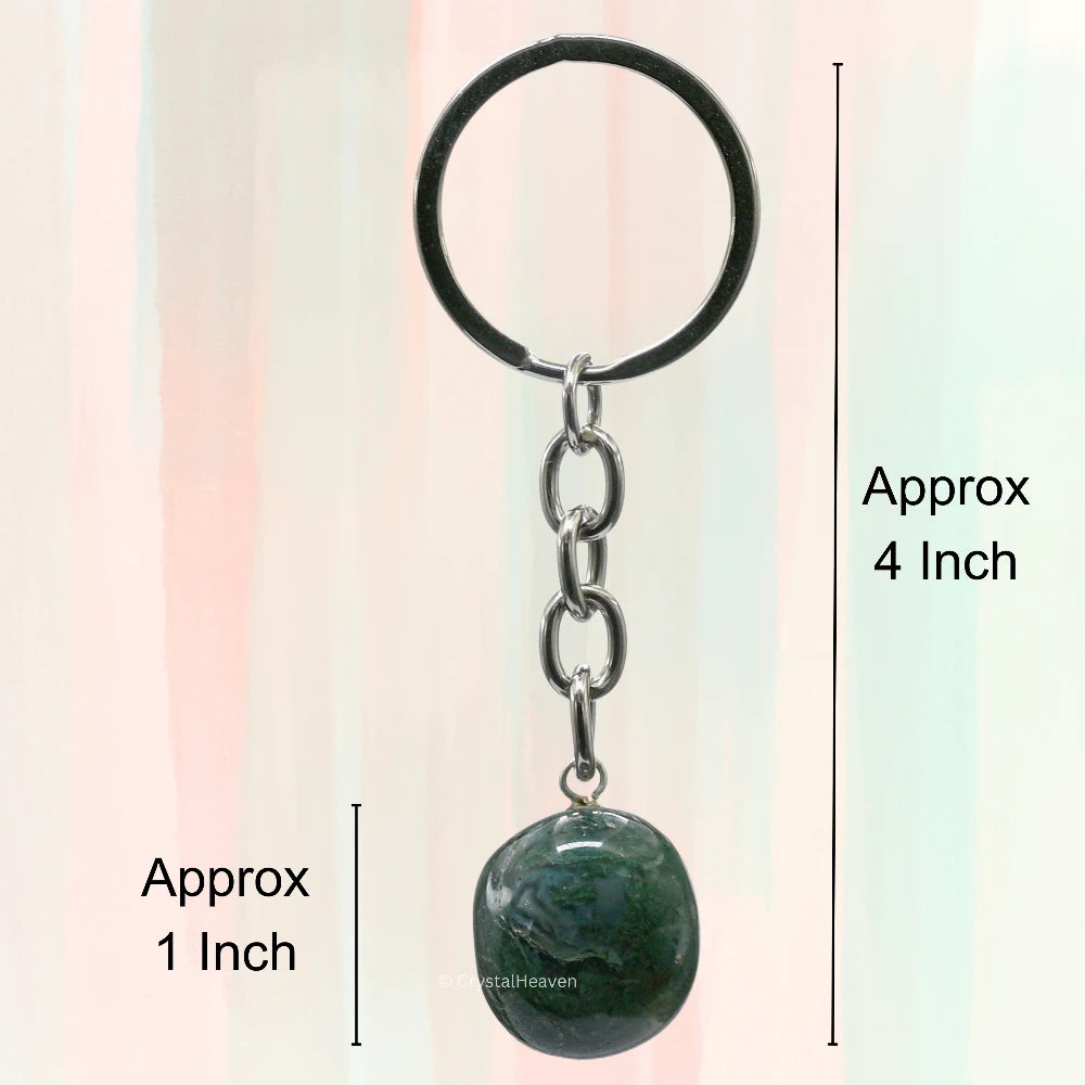 Moss Agate Crystal Keychain (Tumbled)