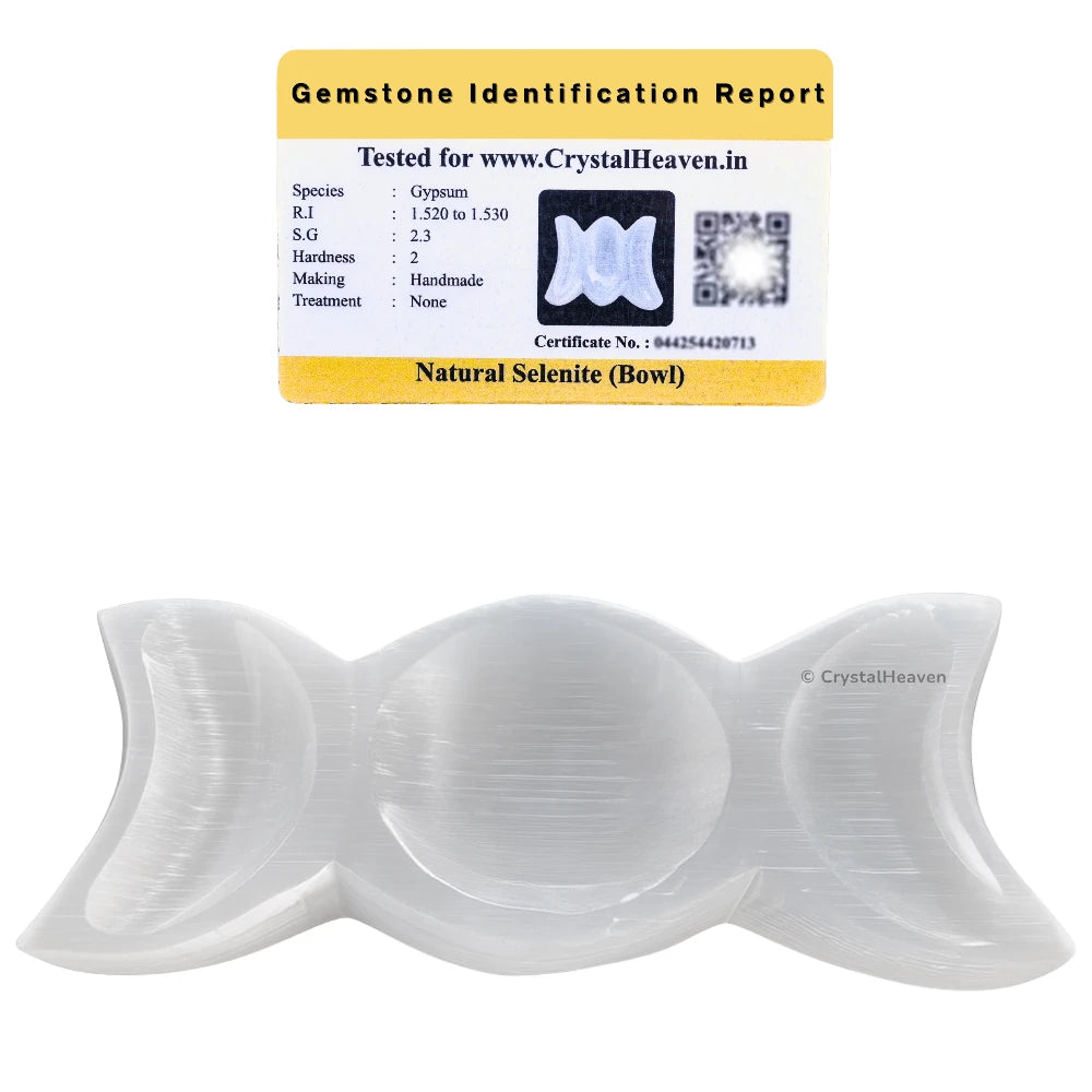 Selenite Crystal Charging Bowl - Triple Moon