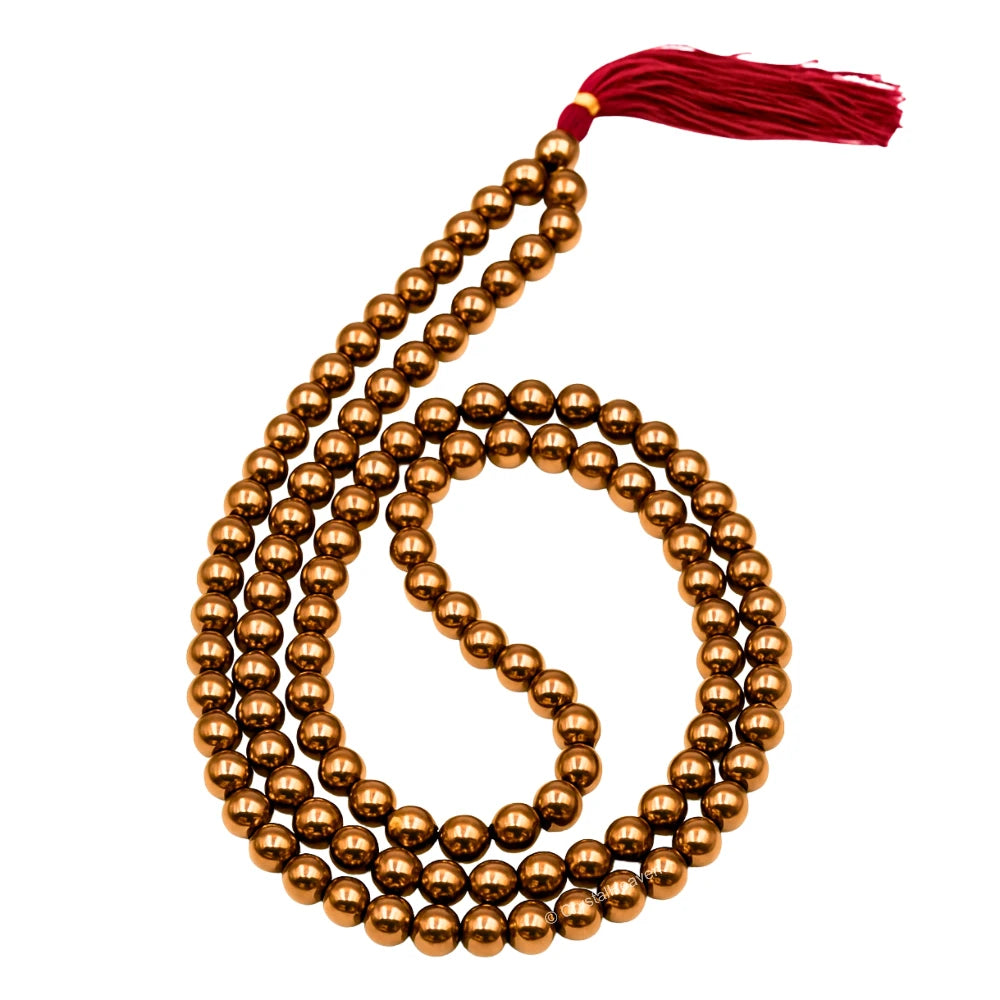 Copper Hematite Japa Mala (Without Knot)
