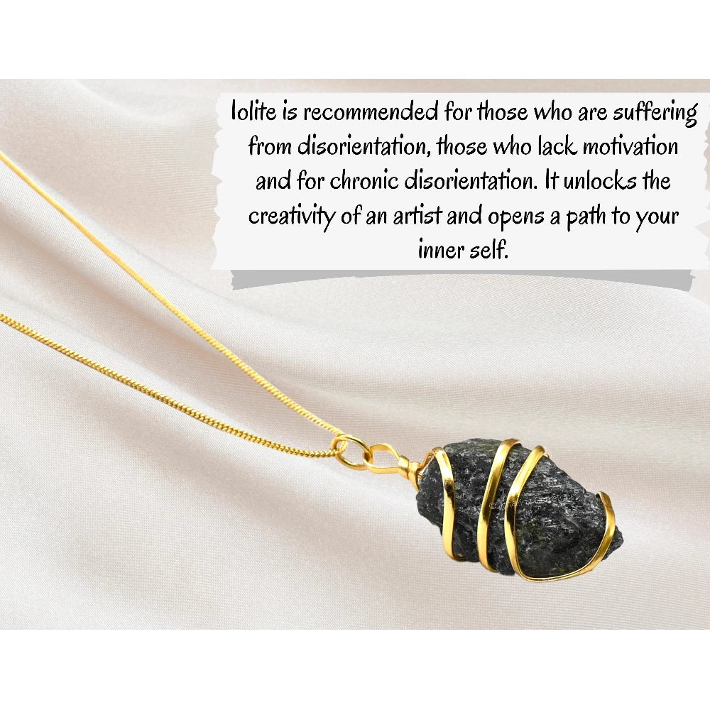 Iolite Necklace - Raw Crystal (Gold)