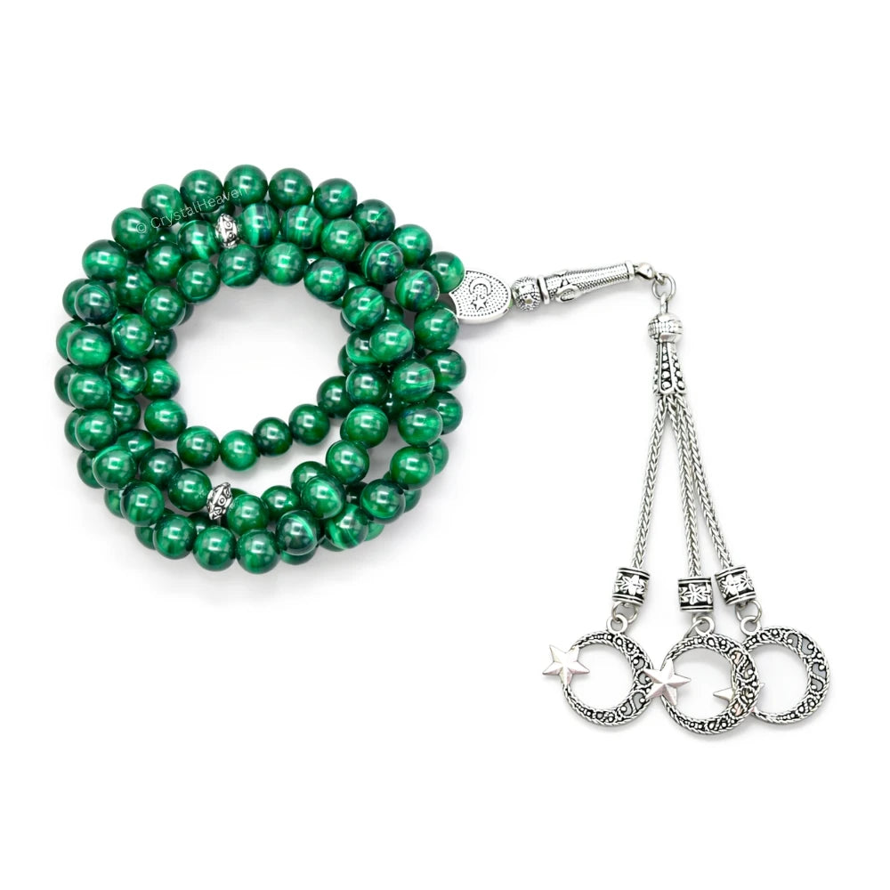 Malachite Crystal Tasbih (Silver)