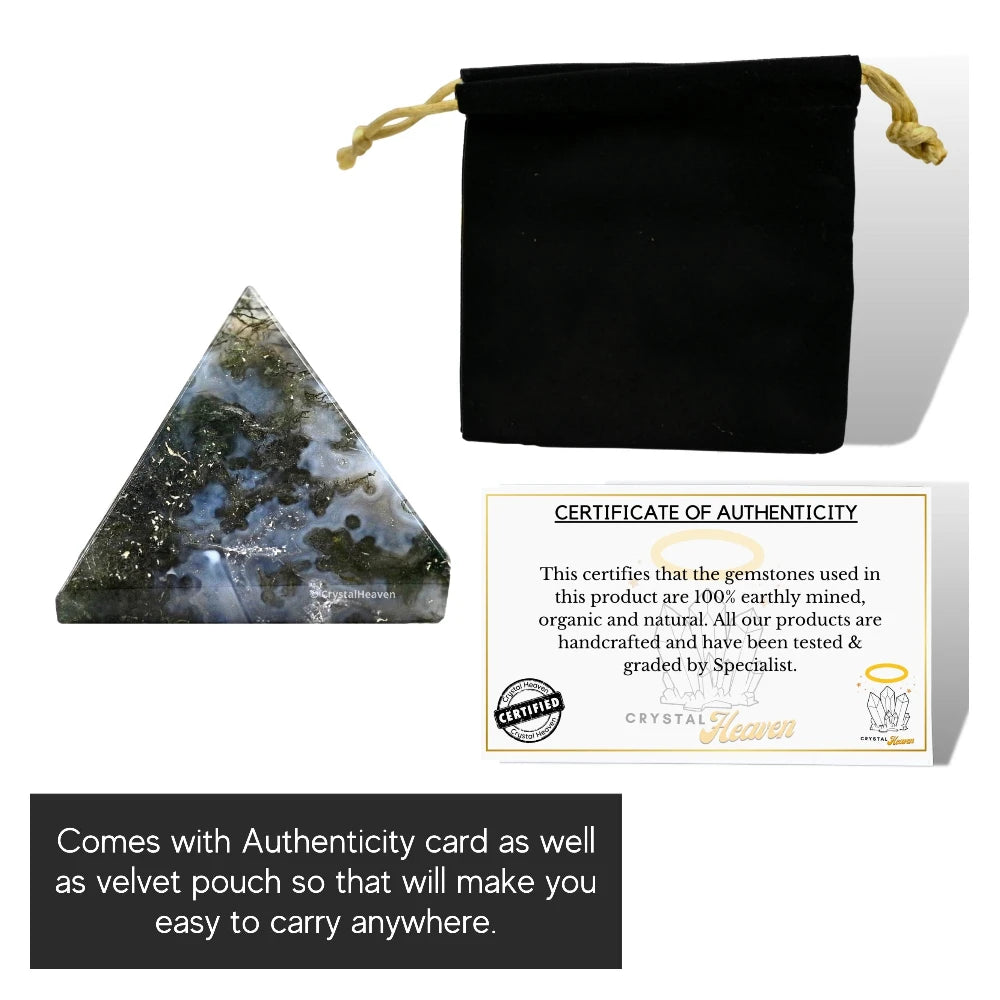 Moss Agate Pyramid (1 Inch)