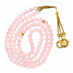 Rose Quartz Crystal Tasbih (Gold)