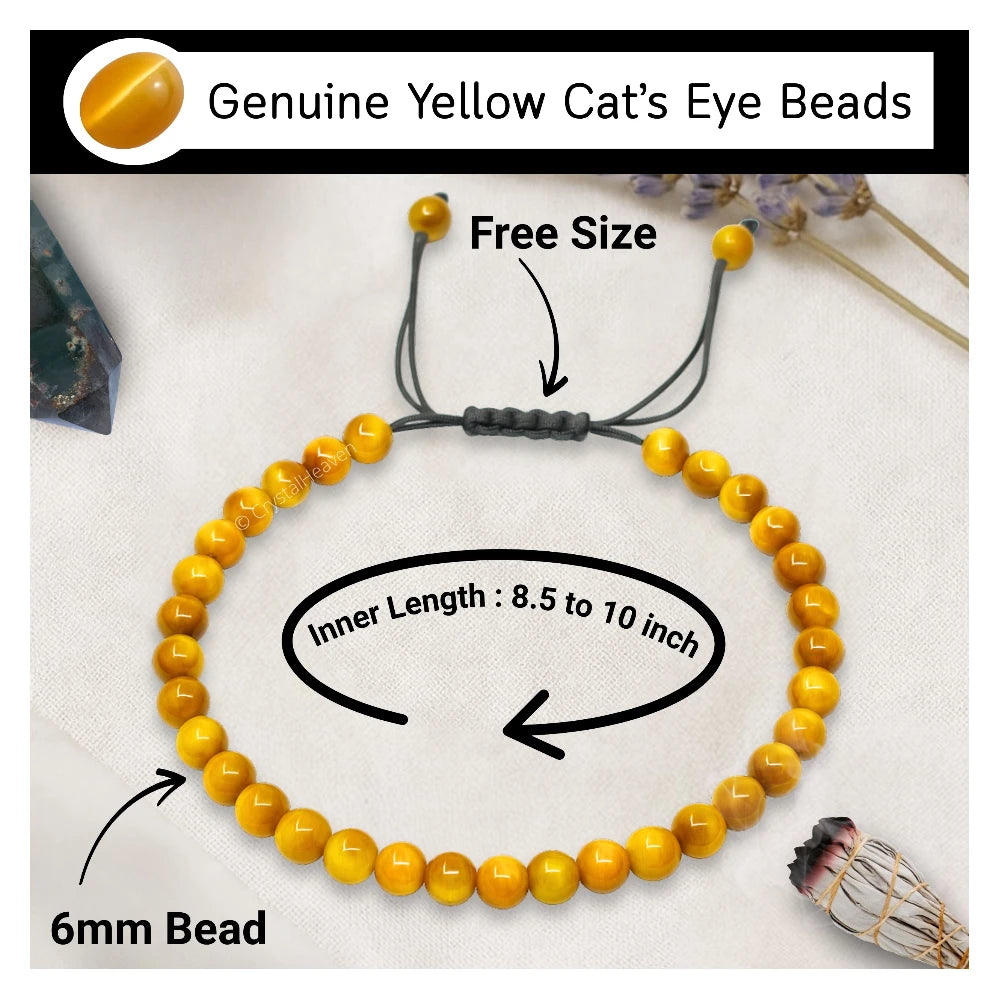 Yellow Cats Eye Anklet (Without Knot)