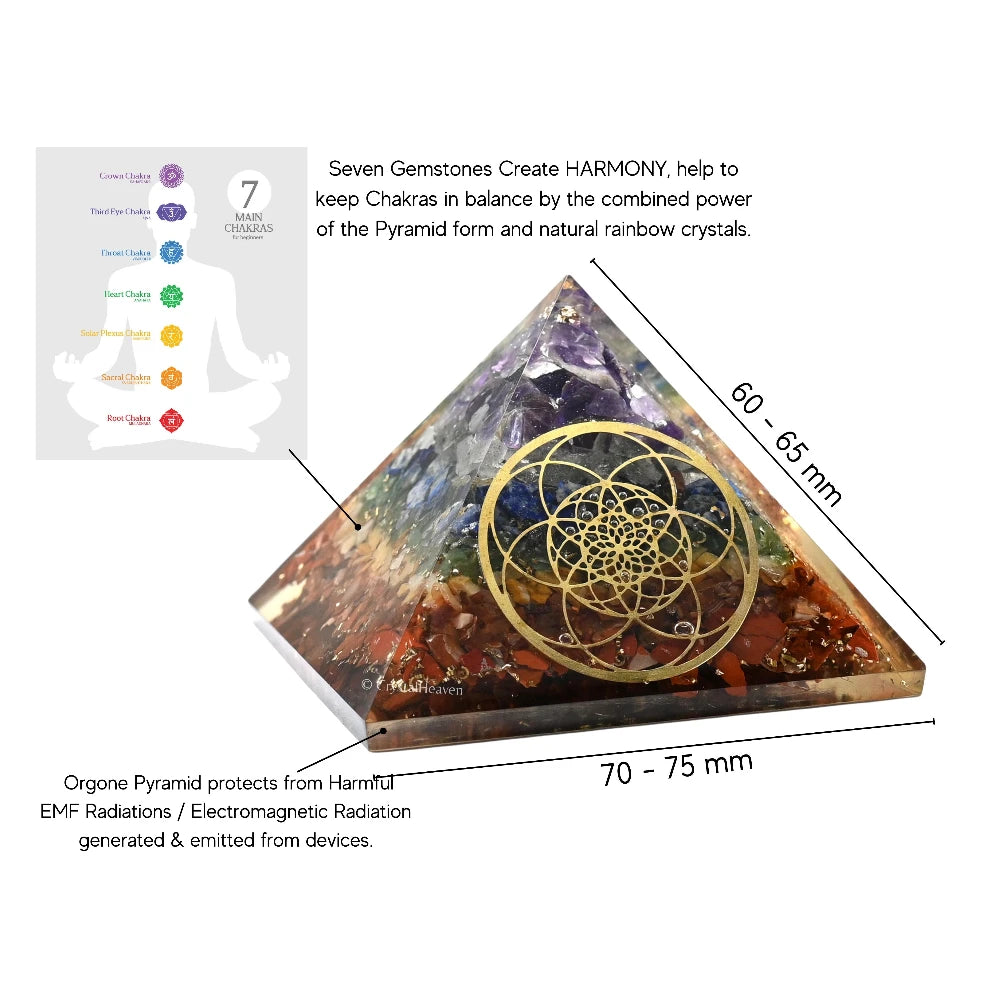 7 Chakra Orgone Pyramid (Seed Of Life)