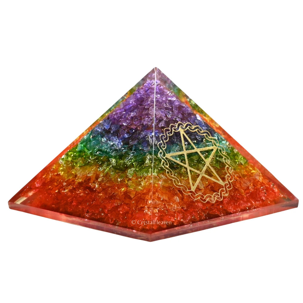 7 Chakra Onyx Orgone Pyramid (Pentacle)
