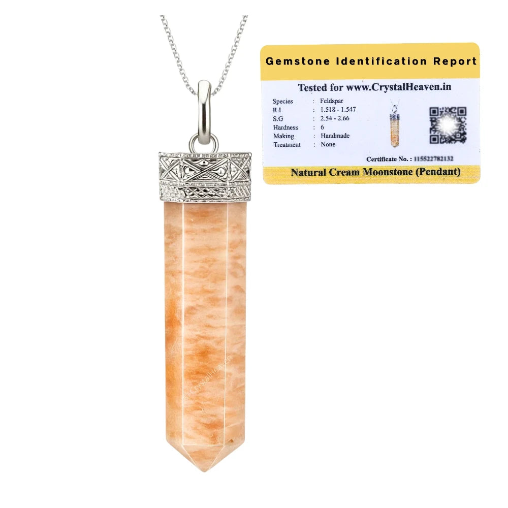 Cream Moonstone Necklace - Pencil Point (Silver)