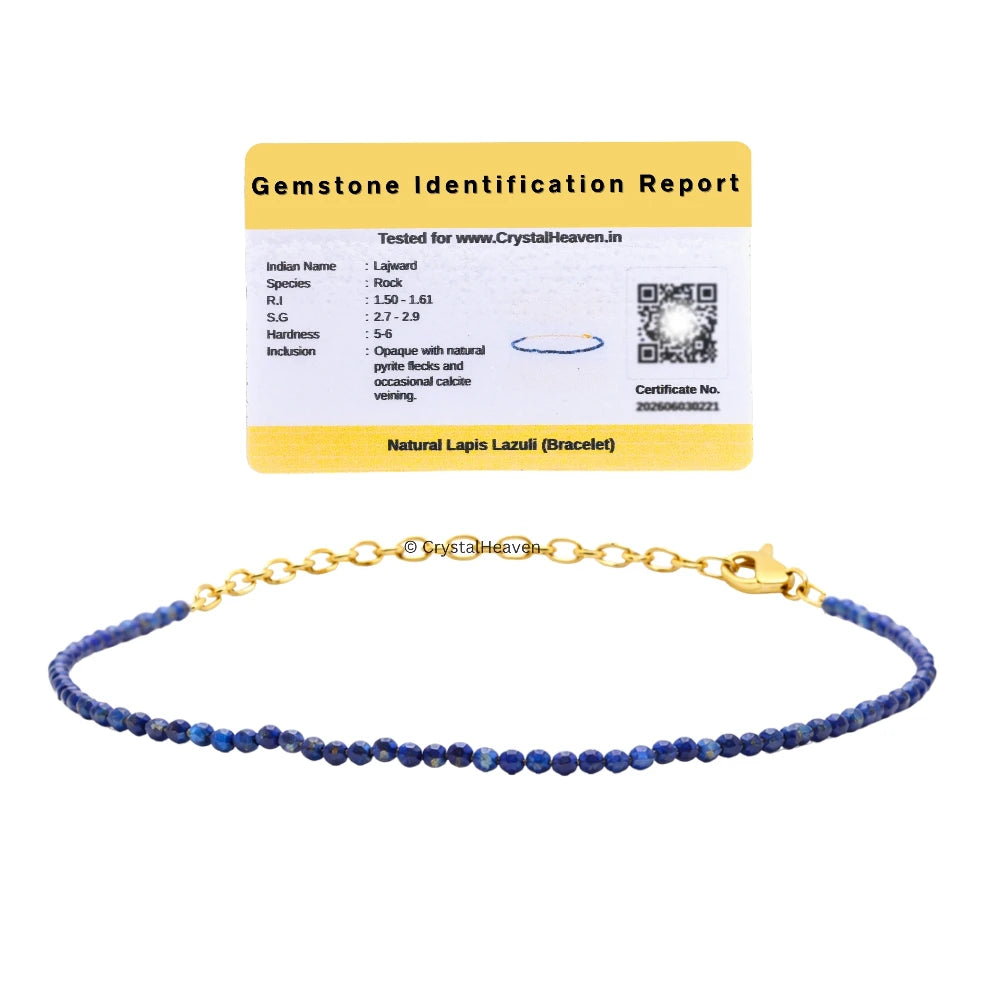 Lapis Lazuli Bracelets - 2mm Faceted Beads (Gold)