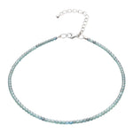 Sky Apatite Anklet - 2mm Faceted Beads (Silver)