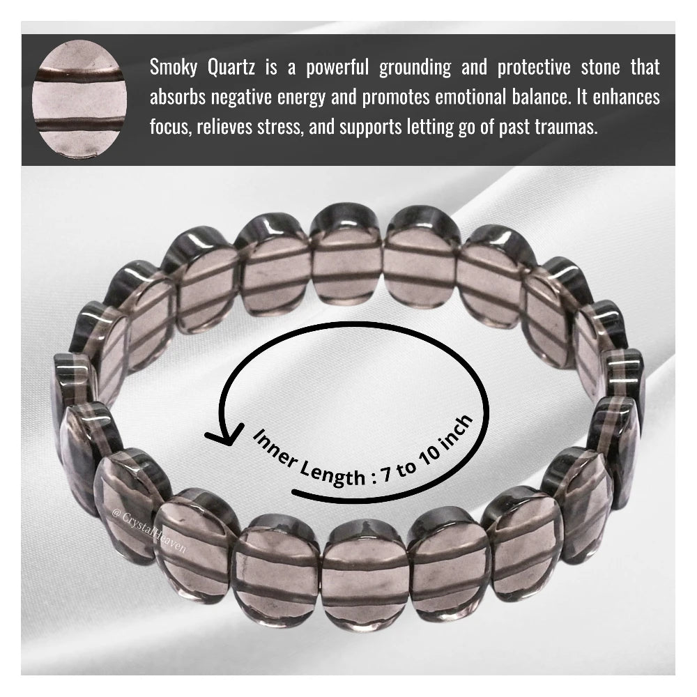 Smoky Quartz Faceted Beads Bracelet - Oval Stone