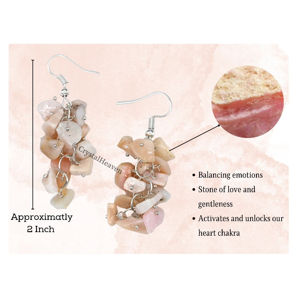 Pink Opal Crystal Earrings (Silver)