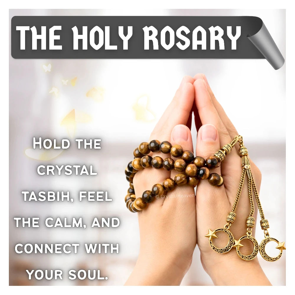 Tiger Eye Crystal Tasbih (Gold)