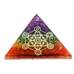 7 Chakra Onyx Orgone Pyramid (Chakra Metatron)