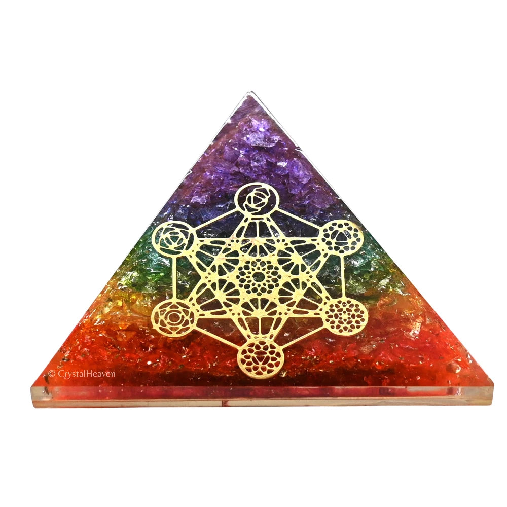 7 Chakra Onyx Orgone Pyramid (Chakra Metatron)
