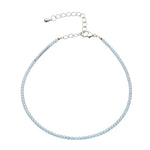 Aquamarine Anklet - 2mm Faceted Beads (Silver)