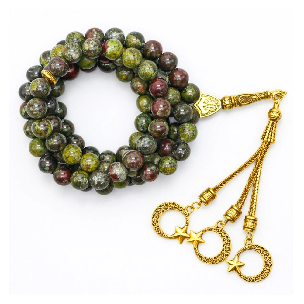 Dragon Bloodstone Crystal Tasbih (Gold)